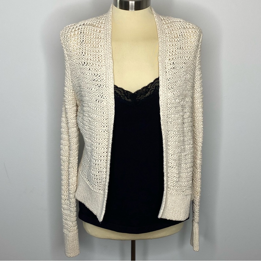 Eileen Fisher Cream Open Knit Cardigan Sweater